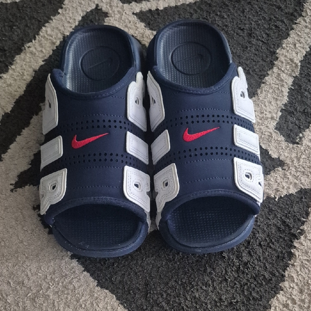 Nike Kids Blue and White Sandals with Red Accent